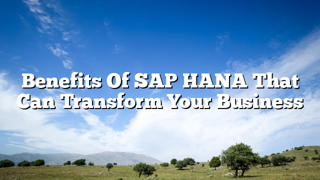 Benefits Of SAP HANA That Can Transform Your Business