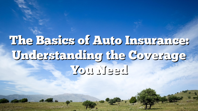 The Basics of Auto Insurance: Understanding the Coverage You Need