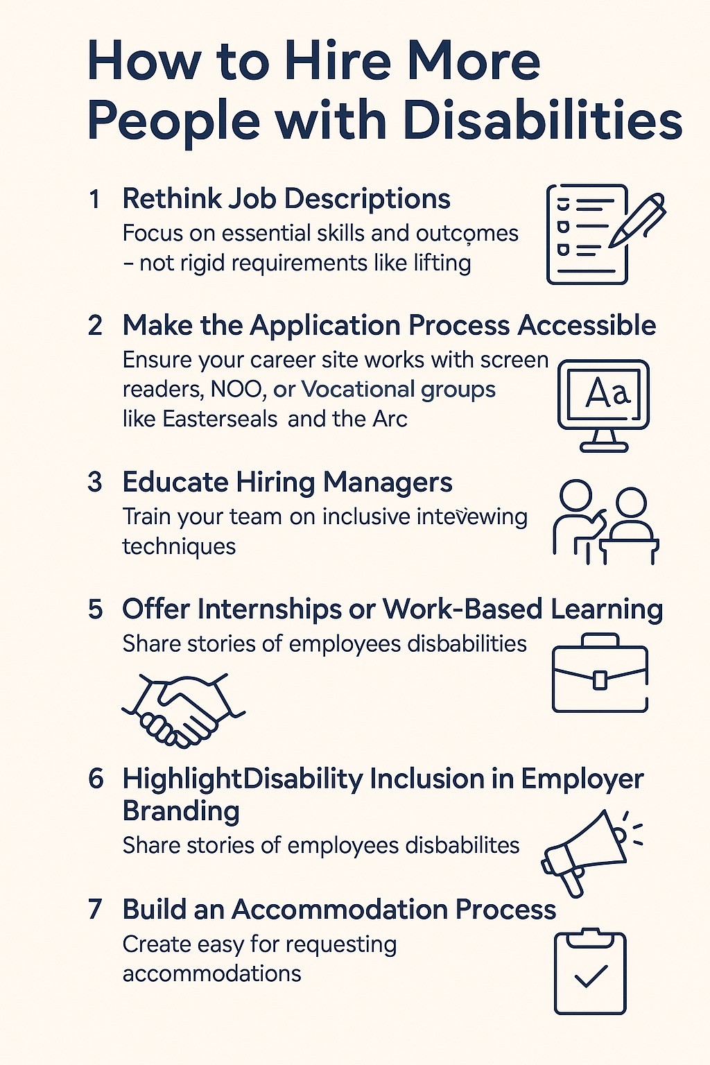 Infographic titled "How to Hire More People with Disabilities"